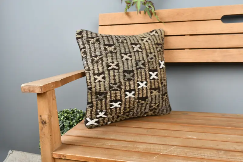 Interior Designer Pillow, Turkish Pillow, One Of A Kind Pillow Cover, Boho Pillow Sham Cover, Pillow Cover, 16x16 Beige Pillow - 1