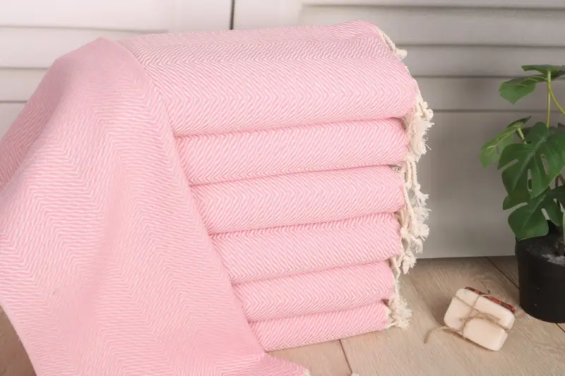 Chevron Turkish Cotton Hand Towel Pink, 20x40 Inches