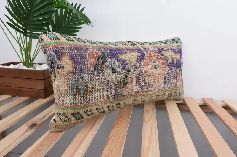 12x24 Purple Cushion Cover, Interior Designer Pillow, Pillow Sham, Antique Pillows, Bed Pillow, Aesthetic Cushion, Kilim Cushion Sham - 4