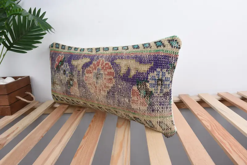 12x24 Purple Cushion Cover, Interior Designer Pillow, Pillow Sham, Antique Pillows, Bed Pillow, Aesthetic Cushion, Kilim Cushion Sham - 5