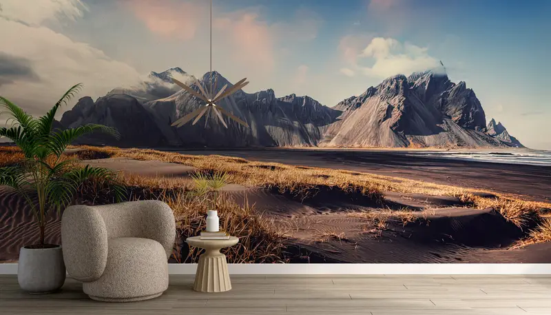 View Mural,Modern Wall Paper,Vestrahorn Wall Print,3d Wall Paper,Bright Wall Paper,Landscape Wall Painting,Iceland Wall Poster, - 5