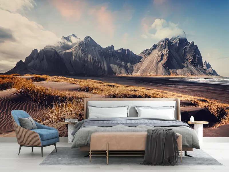 View Mural,Modern Wall Paper,Vestrahorn Wall Print,3d Wall Paper,Bright Wall Paper,Landscape Wall Painting,Iceland Wall Poster, - 6