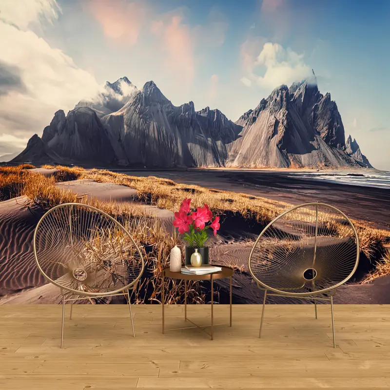View Mural,Modern Wall Paper,Vestrahorn Wall Print,3d Wall Paper,Bright Wall Paper,Landscape Wall Painting,Iceland Wall Poster, - 8