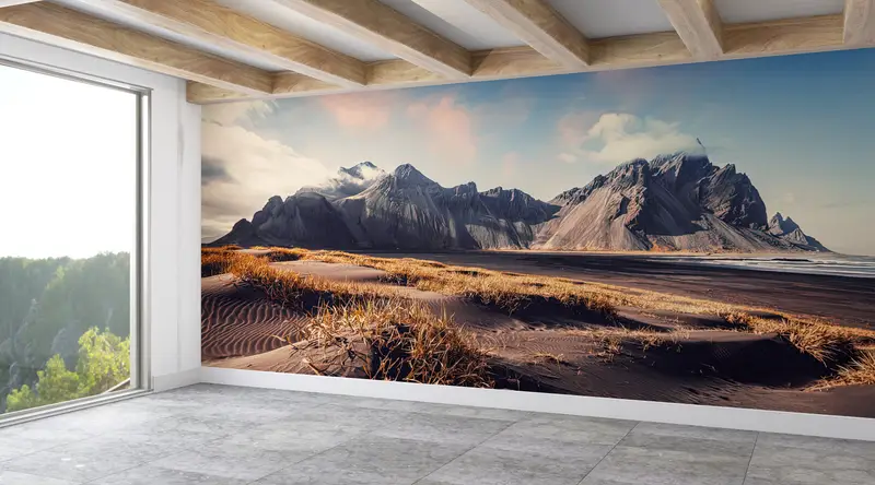 View Mural,Modern Wall Paper,Vestrahorn Wall Print,3d Wall Paper,Bright Wall Paper,Landscape Wall Painting,Iceland Wall Poster, - 2