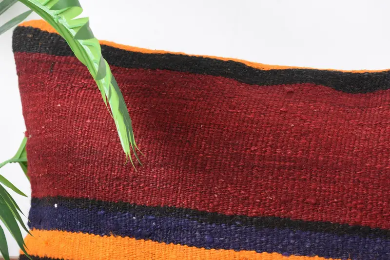Kilim Pillow Cover, Pillow Case, Turkish Kilim Pillow, Handmade Kilim Cushion, Floor Cushion, Chair Cushion Cover, 16x48 Red Cushion Case - 2