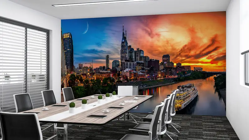 Seascape Wall Decor, Moon Wallpaper, , Wall Paper Peel and Stick, Modern Wall Paper, Bright Wall Paper, Skyline Wall Painting, - 4