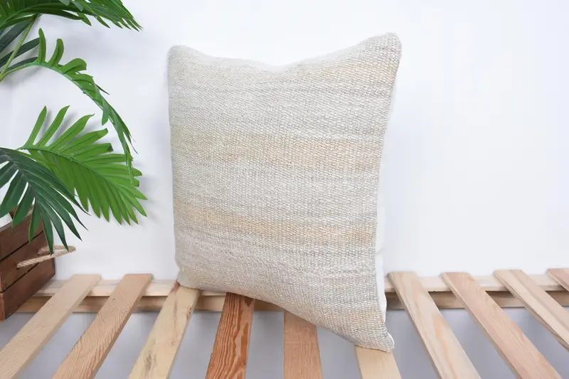 Rustic Pillow, Ethnical Kilim Rug Pillow, Cushion Cover, 16x16 White Pillow Sham, Kilim Pillow Cover, Retro Pillow Sham, Turkish Pillow - 5