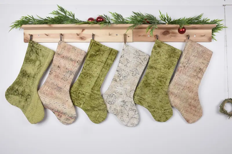 Beige & Brown Christmas Ornaments Stocking, 17-Inch Wide Holiday Decor