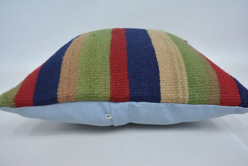 Kilim Pillow Cover, Pillow Case, Ottoman Cushion Cover, Turkish Kilim Pillow, Boho Pillow Sham Cover, 16x16 Green Pillow Case - 5