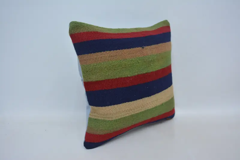 Kilim Pillow Cover, Pillow Case, Ottoman Cushion Cover, Turkish Kilim Pillow, Boho Pillow Sham Cover, 16x16 Green Pillow Case - 3