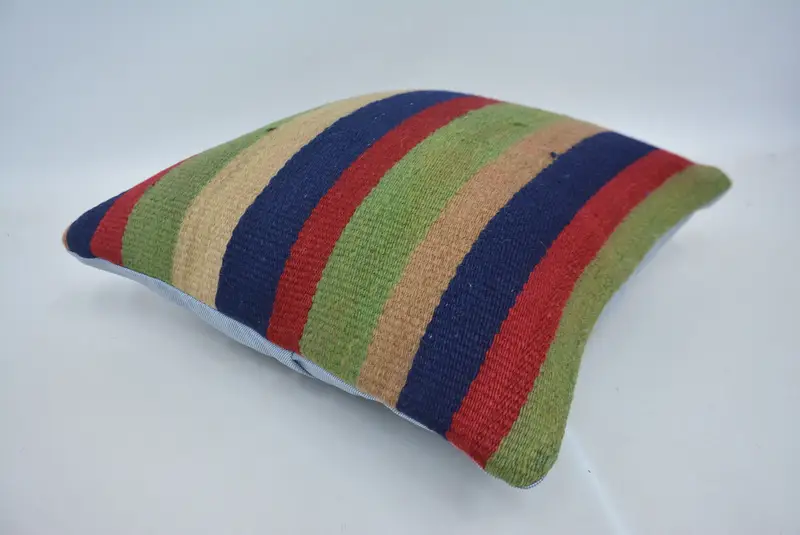 Kilim Pillow Cover, Pillow Case, Ottoman Cushion Cover, Turkish Kilim Pillow, Boho Pillow Sham Cover, 16x16 Green Pillow Case - 6