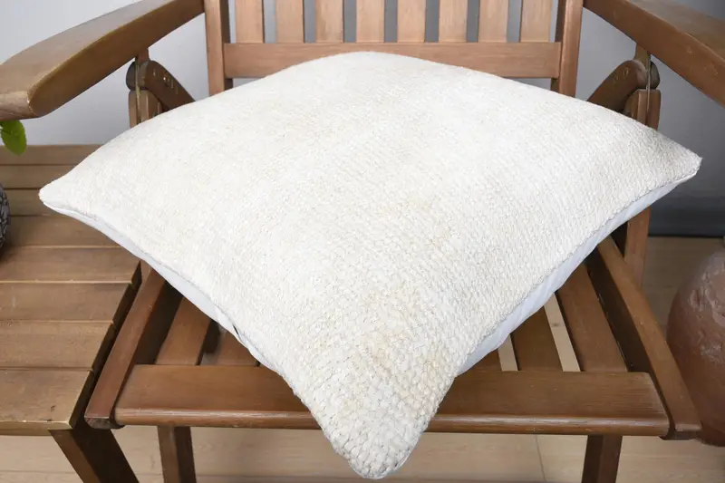 18x18 Beige Pillow Sham, Ottoman Pillow Case, Boho Pillow, Neutral Pillow Case, Pillow Case, Interior Designer Pillow, Kilim Pillow - 4