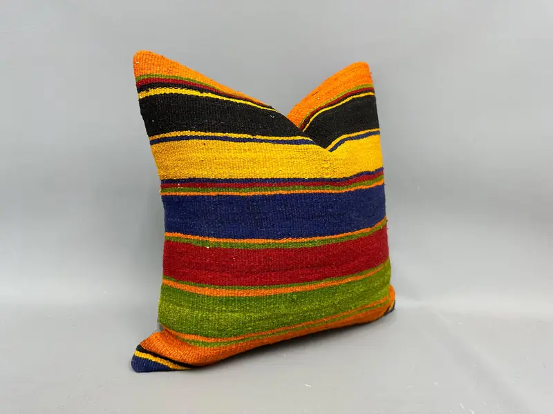 Interior Designer Pillow, Kilim Pillow Cover, Cushion Case, Pet Pillow, Handmade Kilim Cushion, 20x20 Green Cushion, Car Pillow Sham - 2