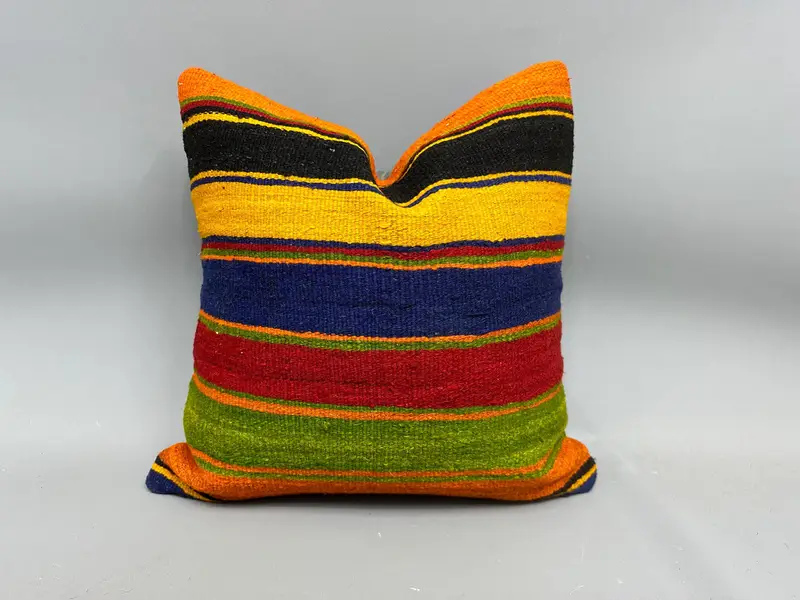 Interior Designer Pillow, Kilim Pillow Cover, Cushion Case, Pet Pillow, Handmade Kilim Cushion, 20x20 Green Cushion, Car Pillow Sham - 1