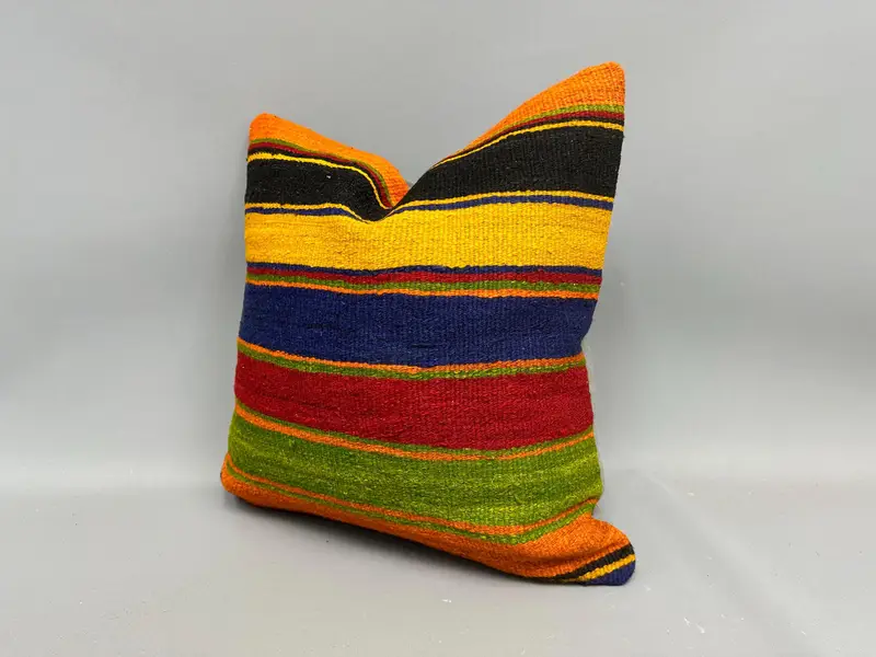 Interior Designer Pillow, Kilim Pillow Cover, Cushion Case, Pet Pillow, Handmade Kilim Cushion, 20x20 Green Cushion, Car Pillow Sham - 3