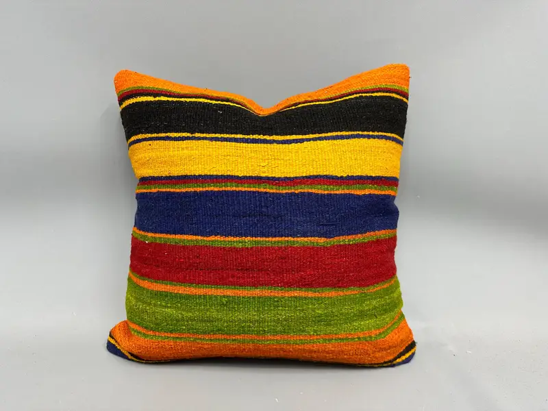 Interior Designer Pillow, Kilim Pillow Cover, Cushion Case, Pet Pillow, Handmade Kilim Cushion, 20x20 Green Cushion, Car Pillow Sham - 4