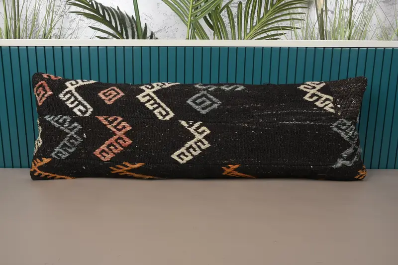 Throw Antique 12x35 inch Pillow Case, Seasonal Decor Geometric Sunroom TexturedOrange Cushion Case - 1