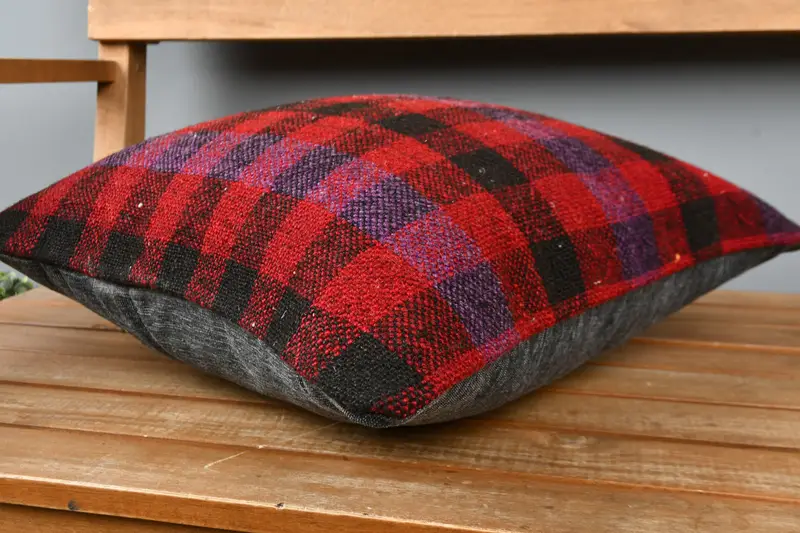 Gift Pillow, Pillow Case, 16x16 Red Cushion, Couch Pillow Sham, Personalized Gift Pillow Cushion, Ethnical Kilim Rug Pillow, Handmade Kilim Cushion - 3
