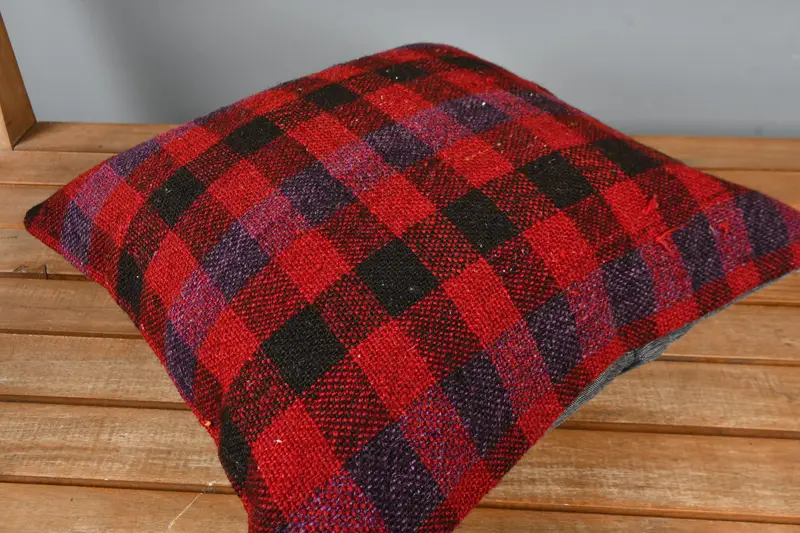 Gift Pillow, Pillow Case, 16x16 Red Cushion, Couch Pillow Sham, Personalized Gift Pillow Cushion, Ethnical Kilim Rug Pillow, Handmade Kilim Cushion - 2