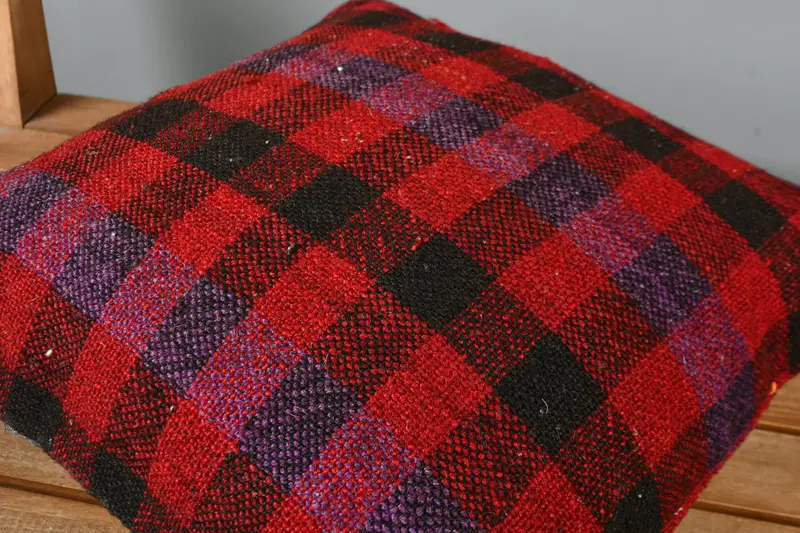 Gift Pillow, Pillow Case, 16x16 Red Cushion, Couch Pillow Sham, Personalized Gift Pillow Cushion, Ethnical Kilim Rug Pillow, Handmade Kilim Cushion - 4