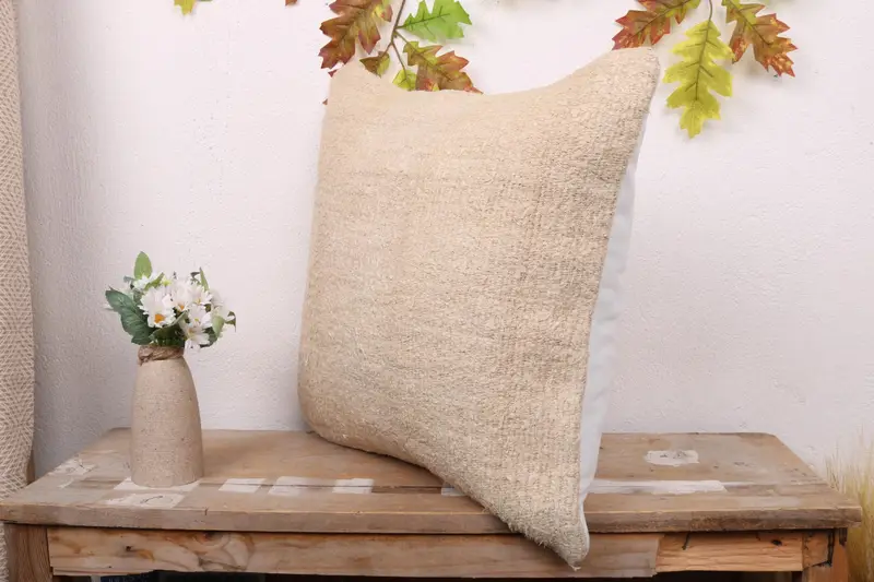 Vintage Kilim Pillow, Vintage Kilim Throw Pillow, Outdoor Patio Cushion Case, 18x18 Beige Pillow Sham, Pillow Cover, Kilim Pillow Cover - 4