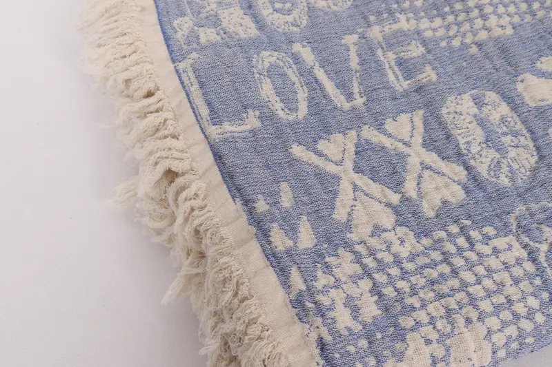Personalized Bridesmaid Gift, Wedding Favors, 98x76 Cotton Love Design Towel, Throw Blanket, Boho Throw Blankets, Turkish Throw Blanket - 7
