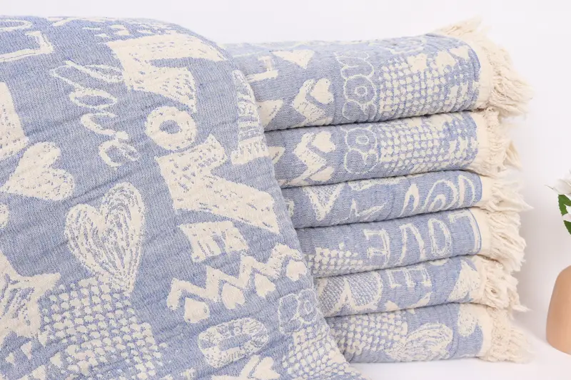 Personalized Bridesmaid Gift, Wedding Favors, 98x76 Cotton Love Design Towel, Throw Blanket, Boho Throw Blankets, Turkish Throw Blanket - 1