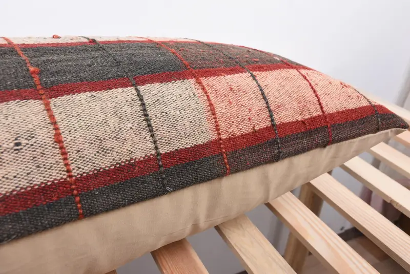 16x48 Brown Pillow Cover, Kilim Pillow, Crochet Pattern Cushion Cover, Pillow Sham, Turkish Kilim Pillow, Gift Pillow, Neutral Cushion - 7