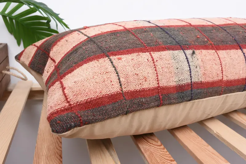 16x48 Brown Pillow Cover, Kilim Pillow, Crochet Pattern Cushion Cover, Pillow Sham, Turkish Kilim Pillow, Gift Pillow, Neutral Cushion - 6