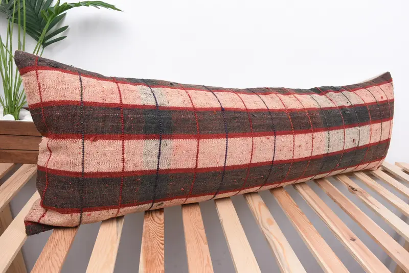 16x48 Brown Pillow Cover, Kilim Pillow, Crochet Pattern Cushion Cover, Pillow Sham, Turkish Kilim Pillow, Gift Pillow, Neutral Cushion - 4