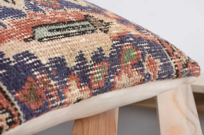 Pillow for Couch, Pillow Cover, Rustic Cushion, 12x12 Blue Cushion Case, Knitted Pillow Sham, Handmade Kilim Cushion, Home Decor Pillow - 7