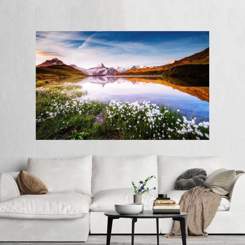 エレガントなプリントガラス: スイスアルプスと自然の景観デザイン