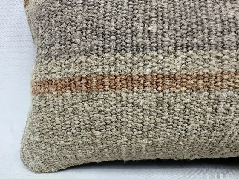 Ethnical Kilim Rug Pillow, Home Decor Pillow, Pillow Cover, 8x16 Beige Cushion Cover, Pillow for Couch, Anatolian Pillow Sham - 2