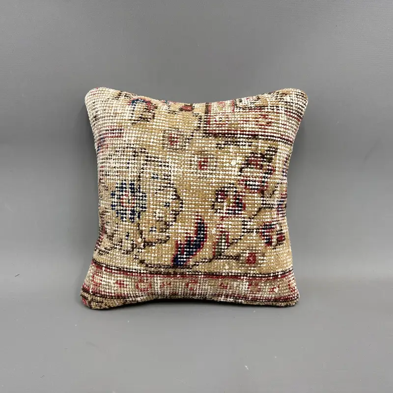 12x12 Beige Pillow Case, Boho Chic Pillow Sham, Throw Kilim Pillow, Pillow, Pillow for Sofa, Pillow for Couch, Turkish Rugs Cushion Cover - 4