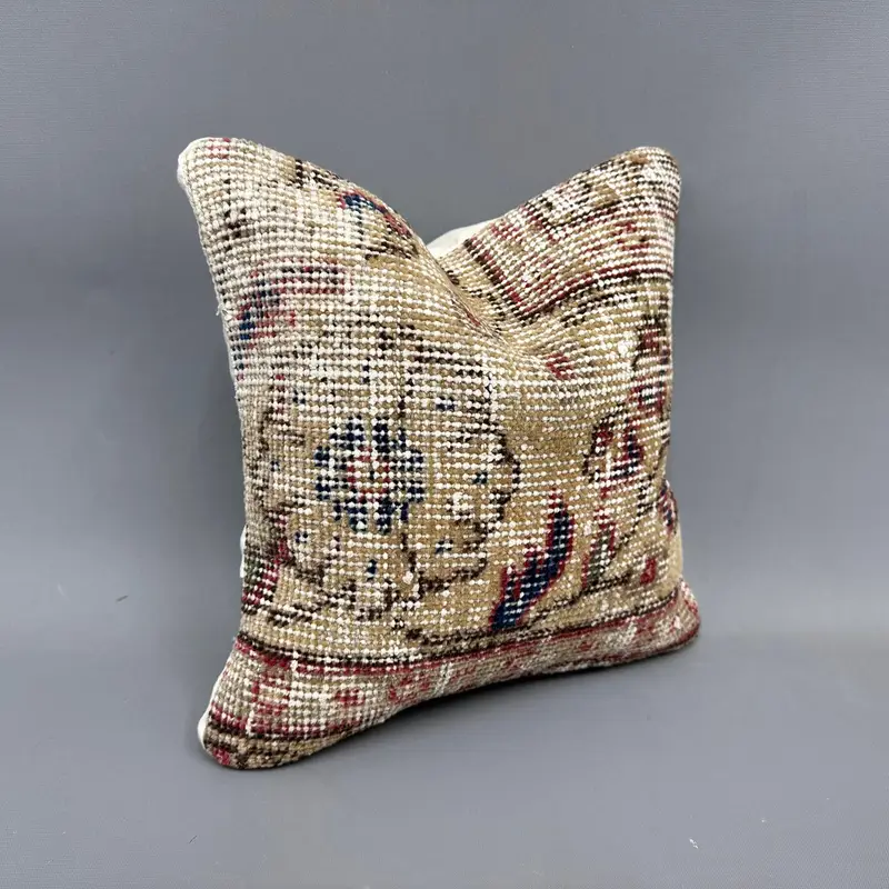 12x12 Beige Pillow Case, Boho Chic Pillow Sham, Throw Kilim Pillow, Pillow, Pillow for Sofa, Pillow for Couch, Turkish Rugs Cushion Cover - 2