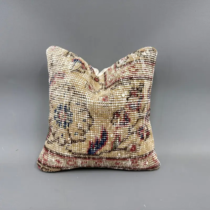 12x12 Beige Pillow Case, Boho Chic Pillow Sham, Throw Kilim Pillow, Pillow, Pillow for Sofa, Pillow for Couch, Turkish Rugs Cushion Cover - 1