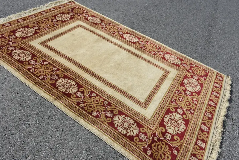 5,3x8,4 ft Teppich, Vintage türkischer großer Teppich, roter Oushak-Wollteppich - 1