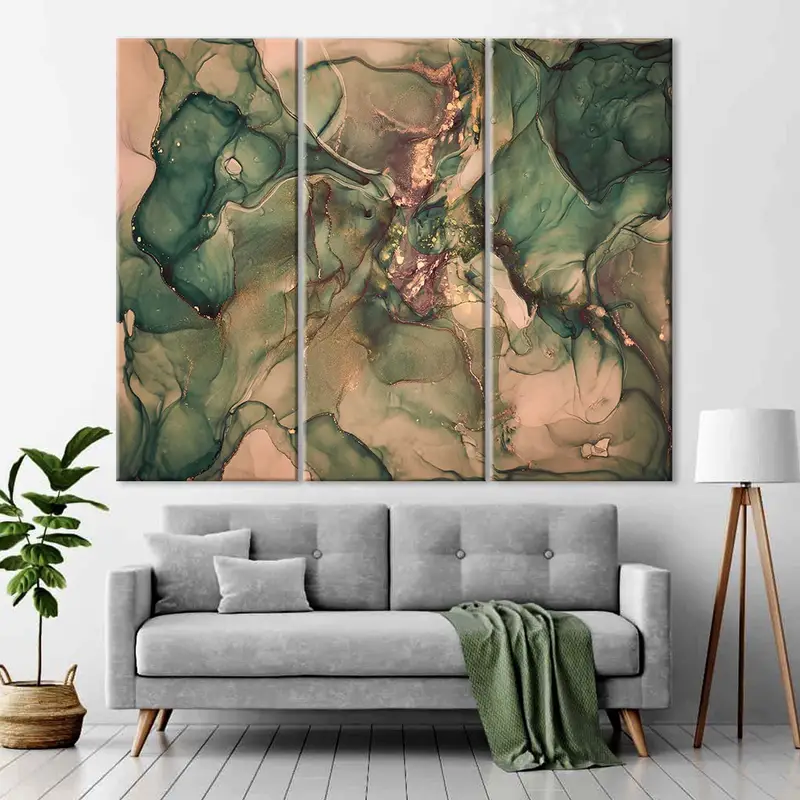 Green Abstract Canvas Art, Marble Wall Art Canvas, Abstract Wall Art, Abstract Print, Large Wall Art, Green Marble Art, Marble Wall Decor - 2