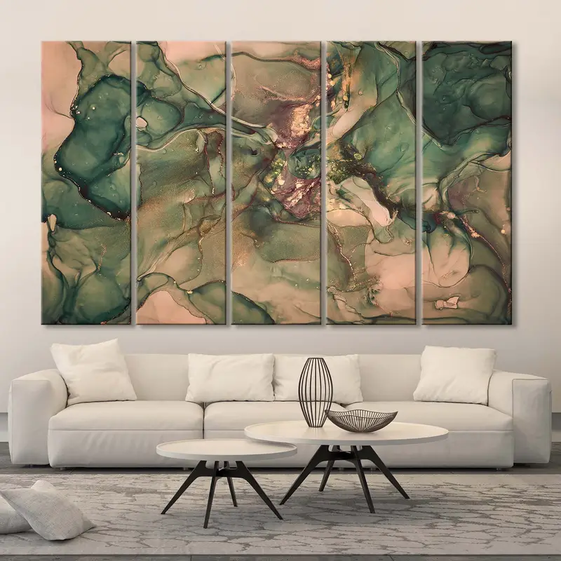 Green Abstract Canvas Art, Marble Wall Art Canvas, Abstract Wall Art, Abstract Print, Large Wall Art, Green Marble Art, Marble Wall Decor - 4