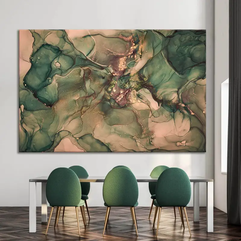 Green Abstract Canvas Art, Marble Wall Art Canvas, Abstract Wall Art, Abstract Print, Large Wall Art, Green Marble Art, Marble Wall Decor - 5