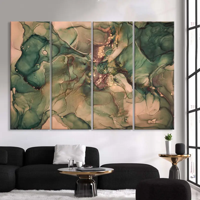 Green Abstract Canvas Art, Marble Wall Art Canvas, Abstract Wall Art, Abstract Print, Large Wall Art, Green Marble Art, Marble Wall Decor - 3