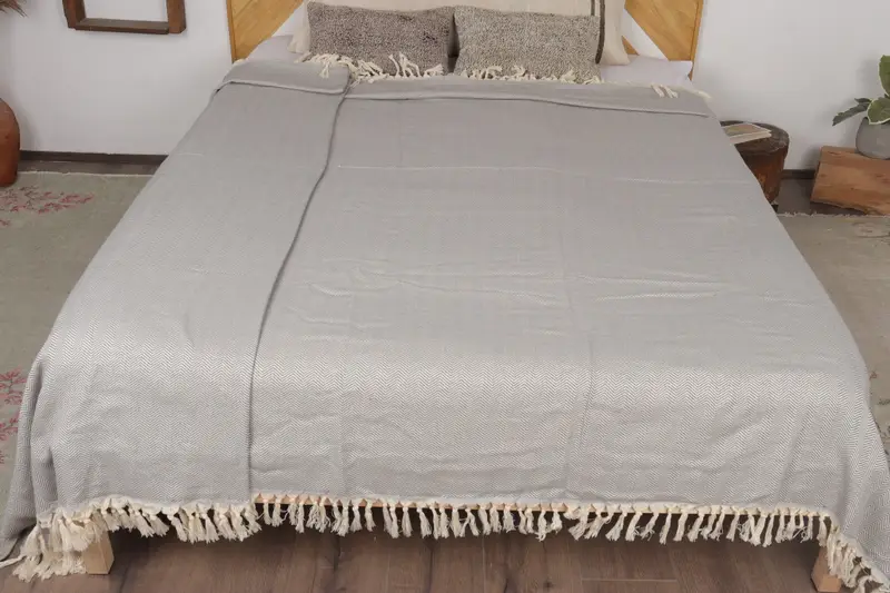 Unique Gift, First Wedding Anniversary Gift, Woven Blanket, Turkish Cotton Throw Blanket, Bedspread, Personalized Gifts, 80x64 Cotton Chevron Towel - 8