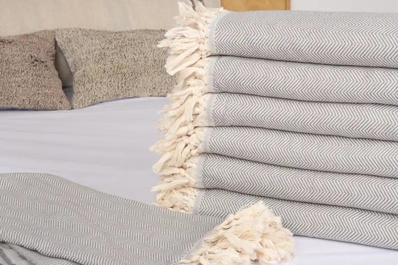 Unique Gift, First Wedding Anniversary Gift, Woven Blanket, Turkish Cotton Throw Blanket, Bedspread, Personalized Gifts, 80x64 Cotton Chevron Towel - 3