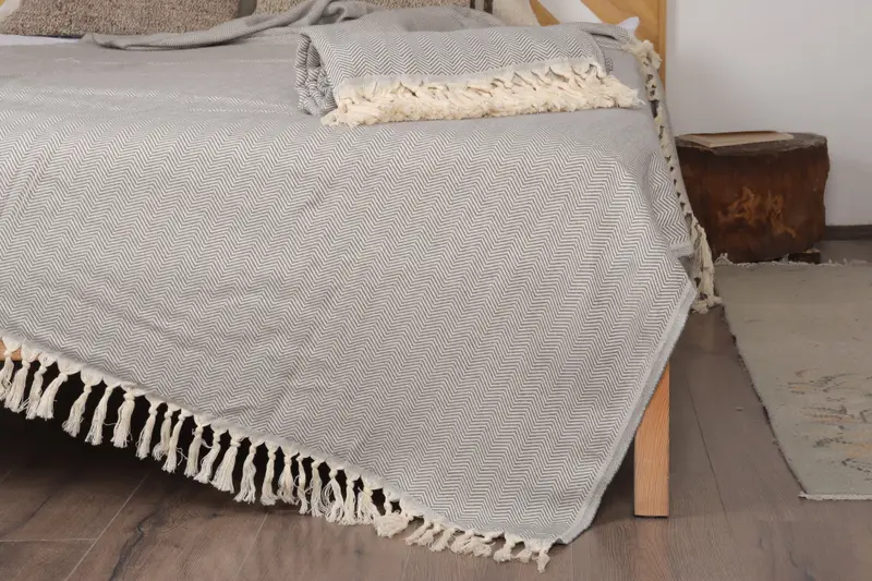 Unique Gift, First Wedding Anniversary Gift, Woven Blanket, Turkish Cotton Throw Blanket, Bedspread, Personalized Gifts, 80x64 Cotton Chevron Towel - 7