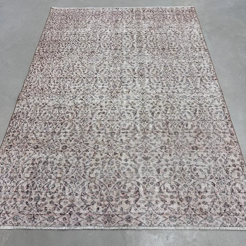 Turkish Vintage Oushak Large Rug 5.3x7.6 ft, Gray Camouflage Rug Wool - 1