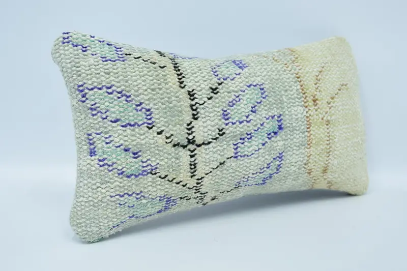 Handwoven Pillow Cover Cushion, Pillow Sham, Antique Pillows, Ethnical Kilim Rug Pillow, Boho Pillow, 8x16 Green Cushion - 3