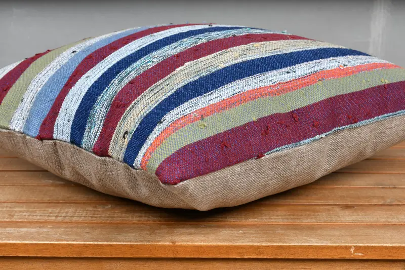 Pillow Case, Ethnical Kilim Rug Pillow, Wool Kilim Pillow Cushion Cover, 18x18 Blue Cushion Case, Throw Kilim Pillow, Turkish Pillow - 4