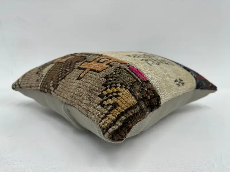 Cushion Case, 16x16 Beige Pillow Sham, Kilim Pillow Cover, Turkish Pillow, Outdoor Patio Pillow Cover, Turkish Kilim Pillow, Yoga Cushion Cover - 6