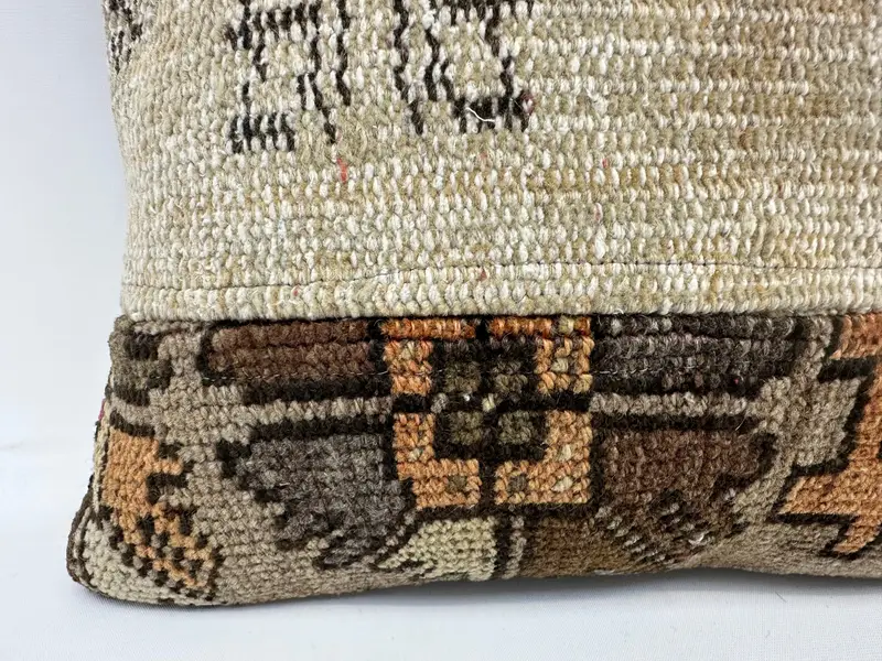 Cushion Case, 16x16 Beige Pillow Sham, Kilim Pillow Cover, Turkish Pillow, Outdoor Patio Pillow Cover, Turkish Kilim Pillow, Yoga Cushion Cover - 2