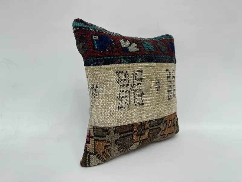 Cushion Case, 16x16 Beige Pillow Sham, Kilim Pillow Cover, Turkish Pillow, Outdoor Patio Pillow Cover, Turkish Kilim Pillow, Yoga Cushion Cover - 3